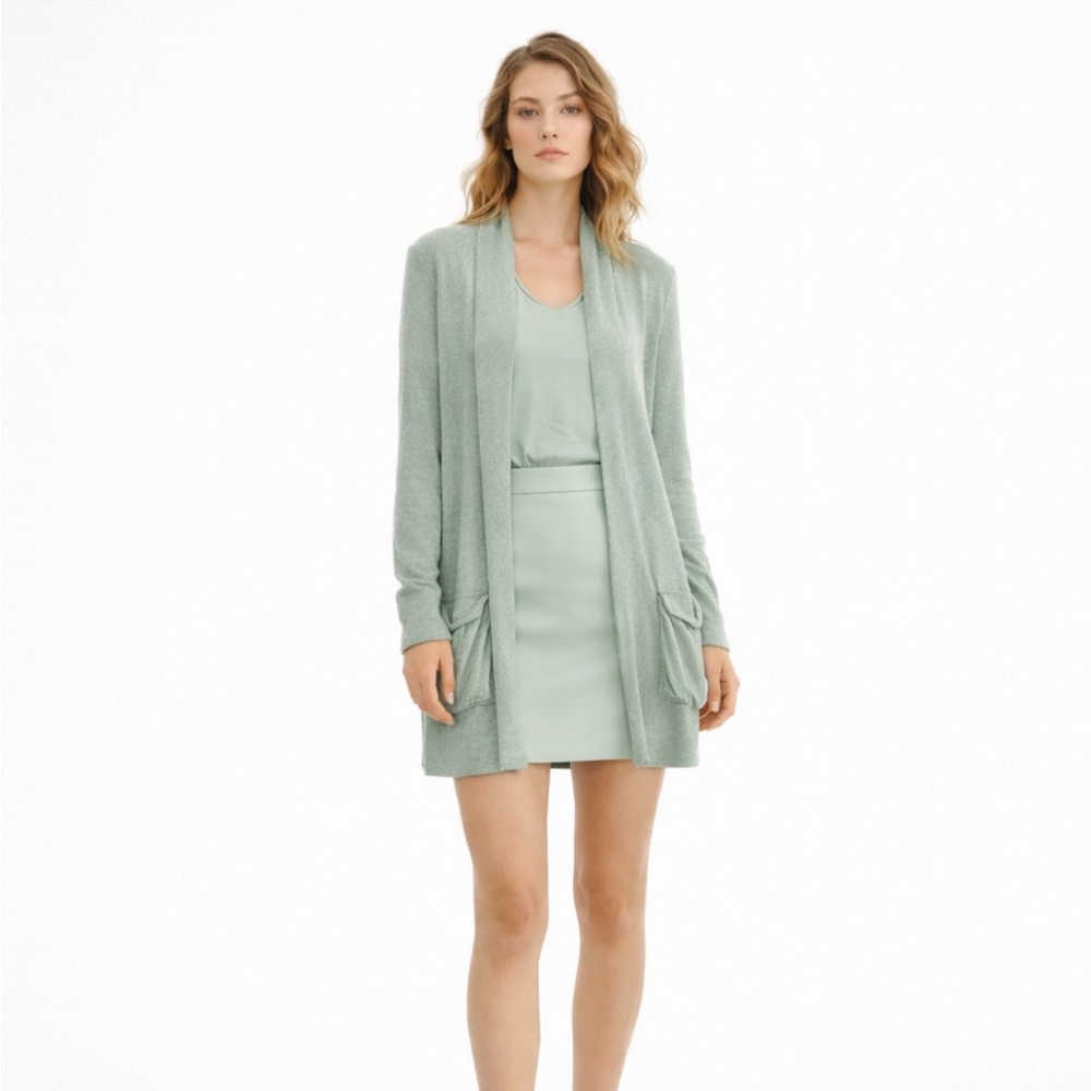 NWT linen Long Sleeve Green fine knit Top made in ITALY